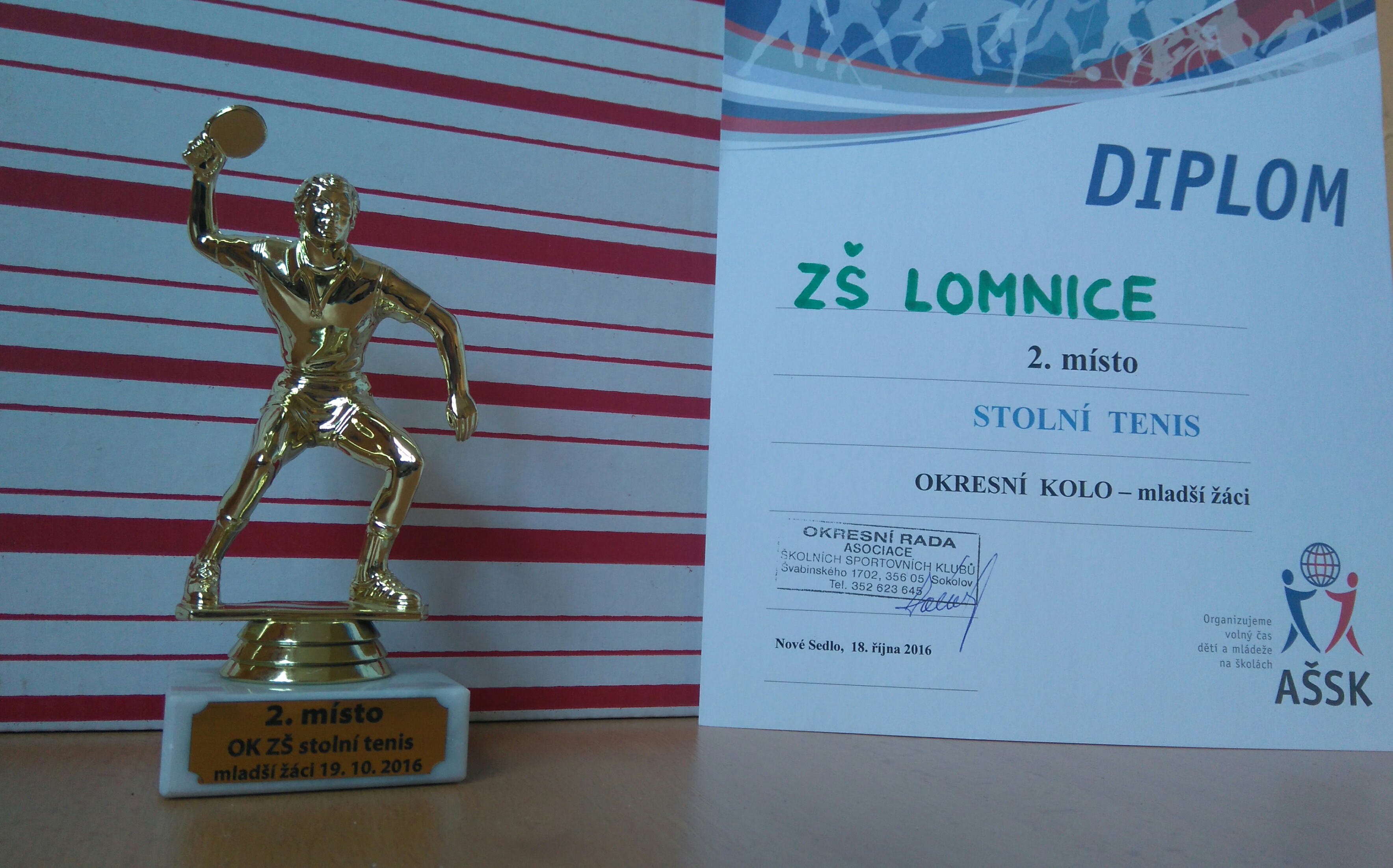2. místo - Turnaj mladších žáků ve stolním tenise - Nové Sedlo